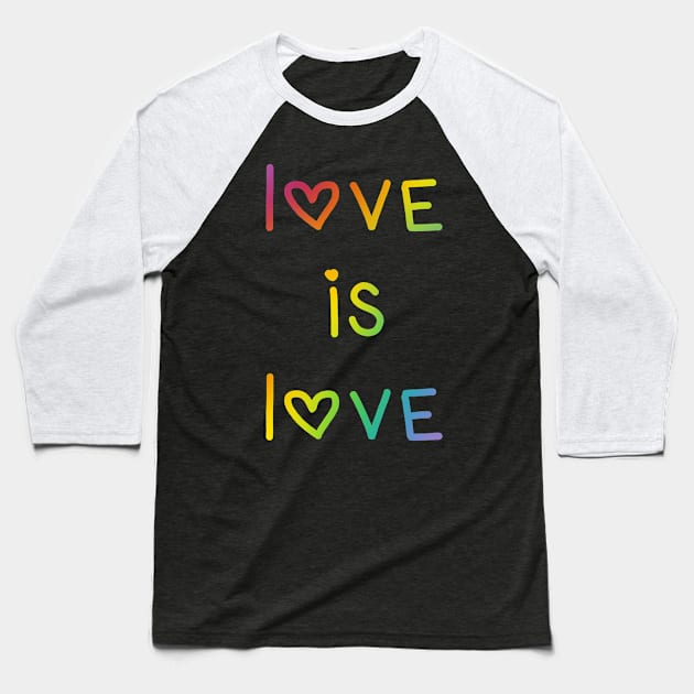 Love Is Love Rainbow Ombre with Hearts Baseball T-Shirt by KelseyLovelle